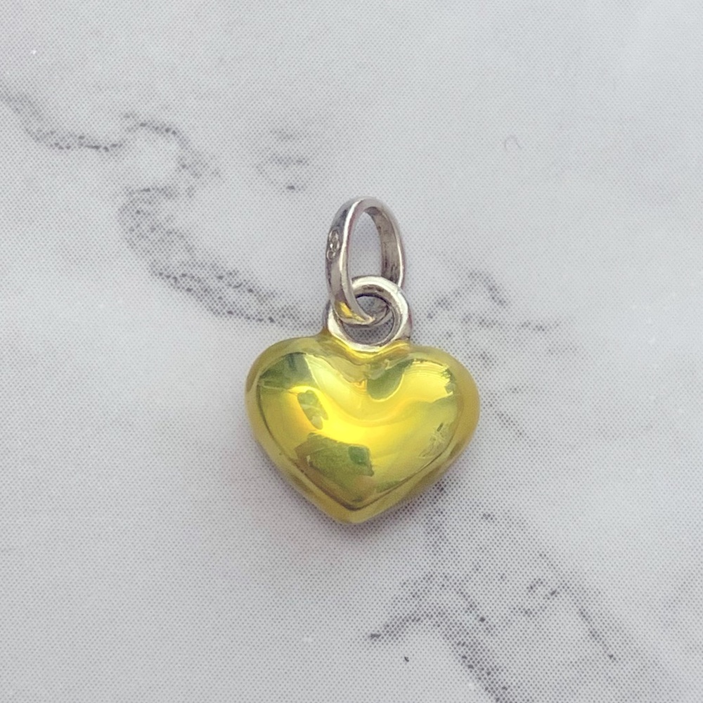 EUC Links of London sterling silver yellow enamel heart charm